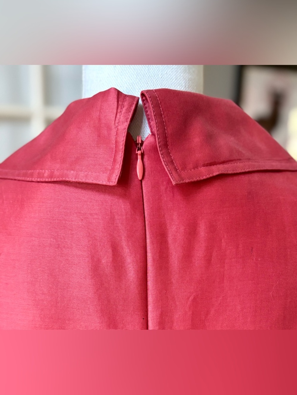 Coral Satin Fit Flare Dress Black Baroque Print Retro Collared Party - Picture 7 of 12